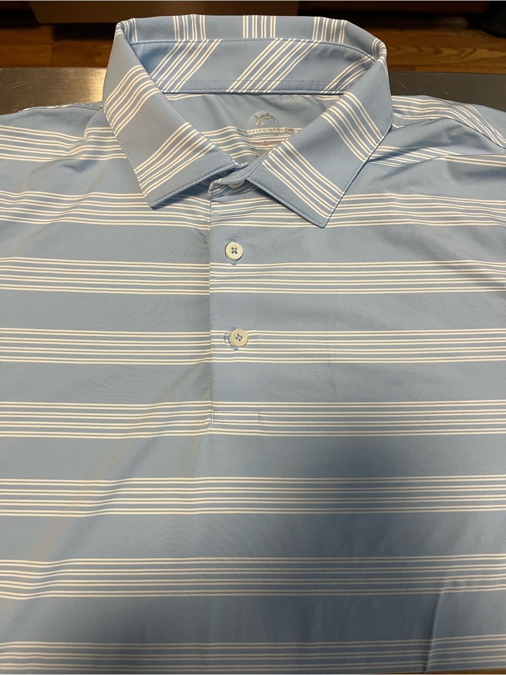 Southern Tide Light Blue & White Striped Polo